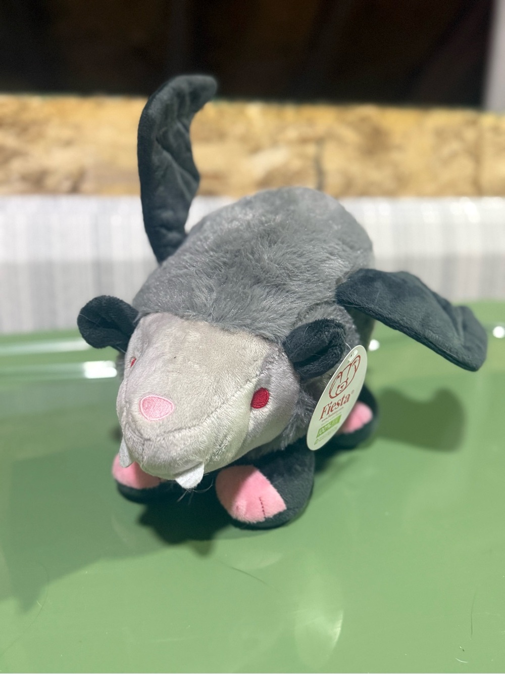 Fiesta Plush Gray Opossum Bat Toy
